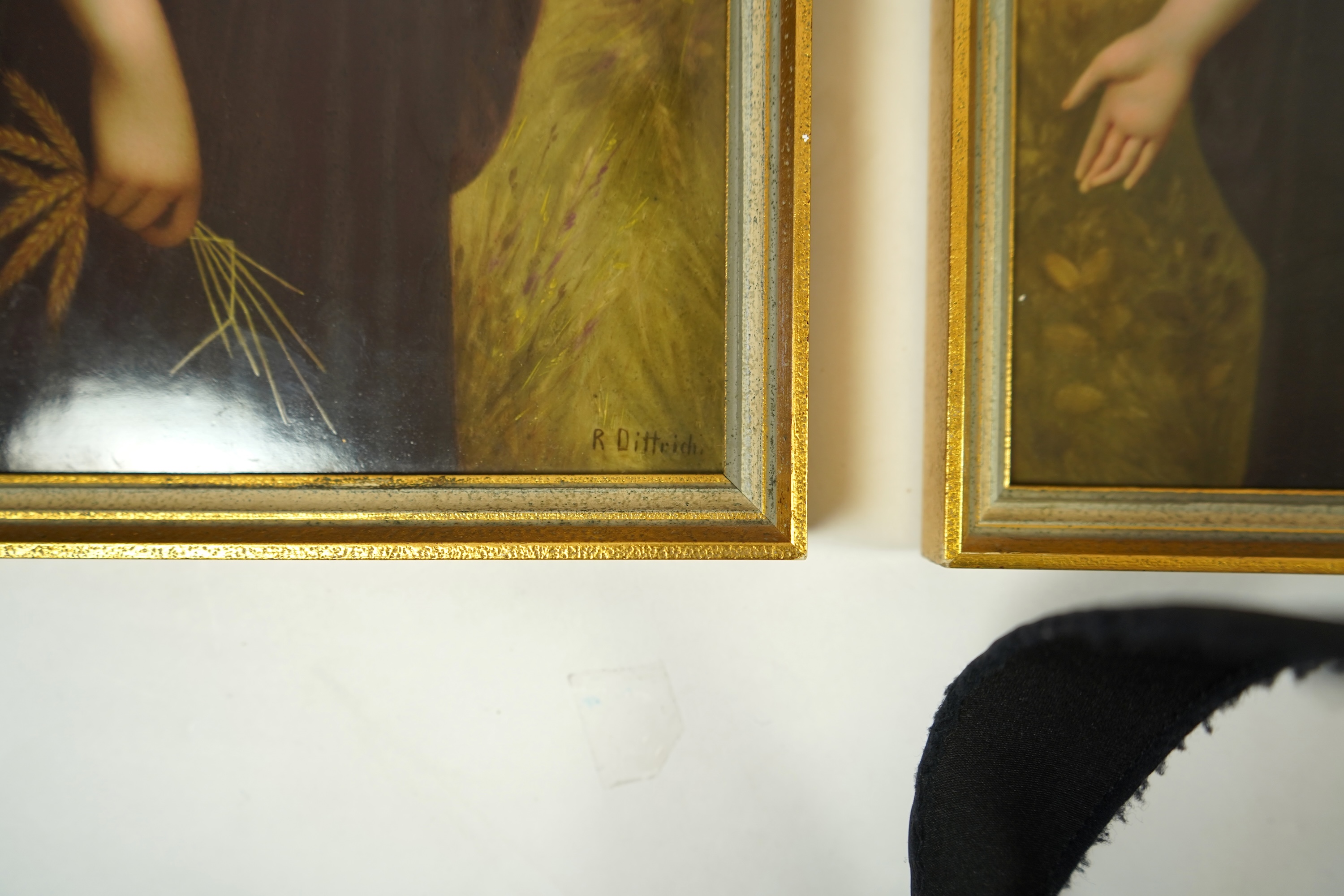A pair of KPM Berlin porcelain plaques; Ruth and Esther